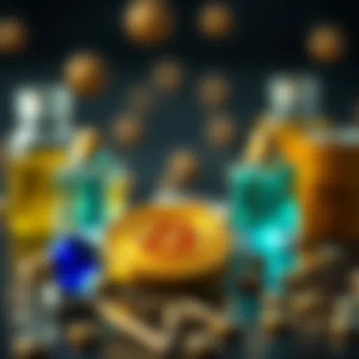 Conceptual representation of atomic elements in cryptocurrency